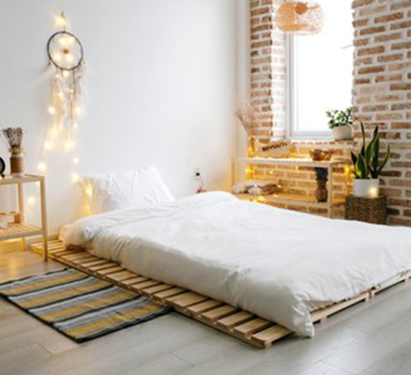 Giường ngủ gỗ thông pallet 1m6 Hàn Quốc