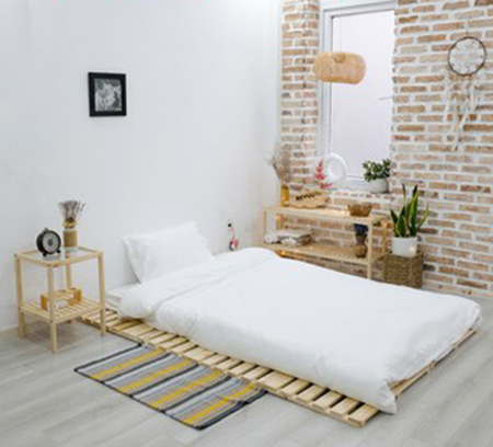 Giường ngủ gỗ thông pallet 1m8 Hàn Quốc